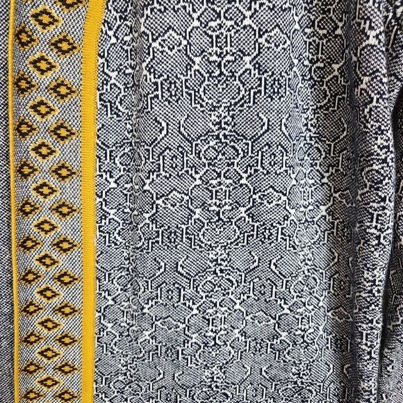 Susan Graver large cardigan duster coat blue white gold cotton rayon - Picture 3 of 9